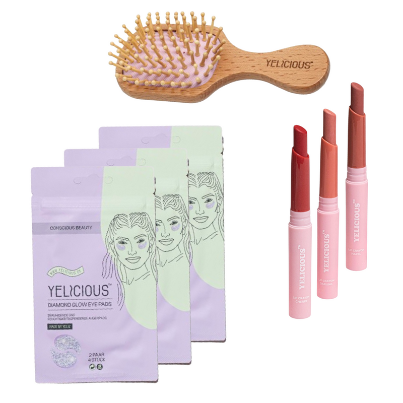 Lip Crayons & Haarbürste & 3 x 2er Eye Pads Set